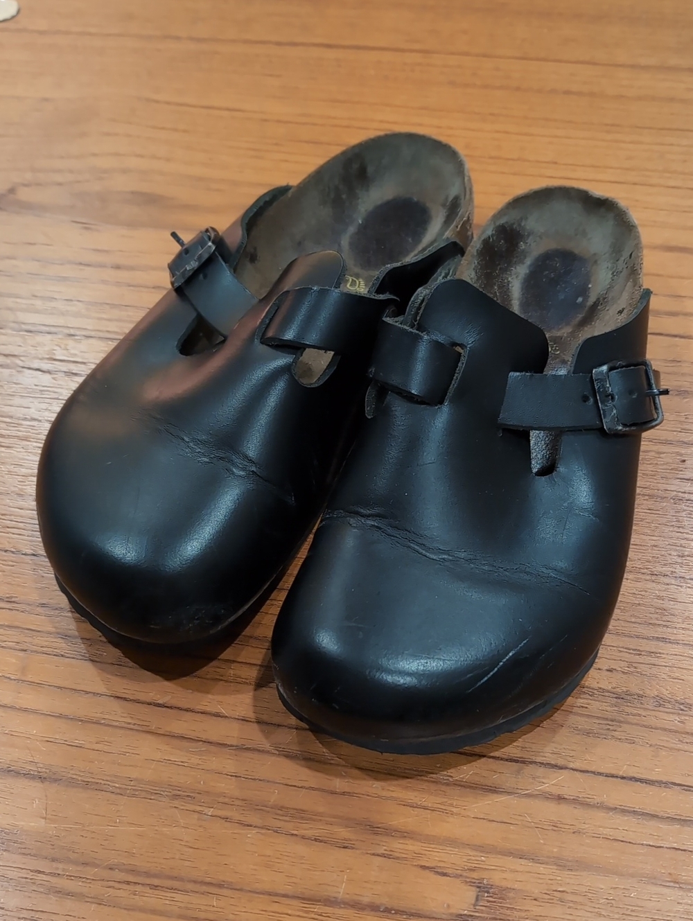 Birkenstock Boston Black Slip-On Buckle Clogs